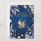 コルヌコピエレガントア&シルバーとブルーサンクスギビング 招待状 (正面)