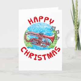 コルネットクリスマスカードコーネストブラスミュージシャン サンキューカード