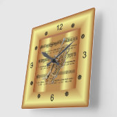 ～コルネット～曲調の楽譜～金ゴールド背景～ スクエア壁時計 (傾斜)