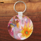 コルネリアパステルピンクのローズウォーターカラーアート キーホルダー (正面)