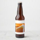 コルフのアメリカの白いペリカンの夕日 ビールラベル (正面)