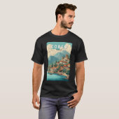 コルフウ ギリシャ イラスト 旅行 アート ヴィンテージ Tシャツ (正面フル)