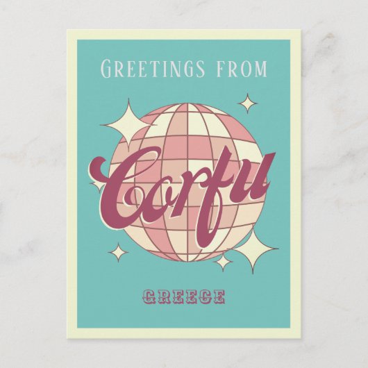 コルフギリシャレトロヴィンテージパーティーはがき ポストカード (正面)