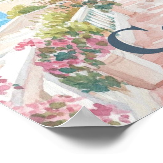 コルフギリシャ水の色絵を描の旅行 ポスター (角)