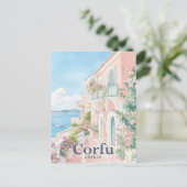 コルフギリシャ水の色絵を描の旅行 ポストカード (スタンド正面)