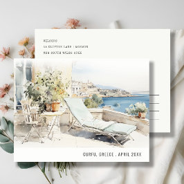 コルフー ギリシャ 水彩画 風景 旅行 ポストカード