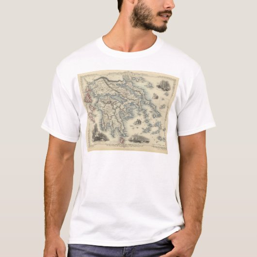 コルフ島およびStampaliaの差込地図が付いているギリシャ Tシャツ (正面)