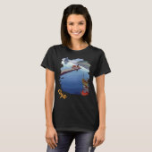 コルフ島ギリシャ海岸ハーバー ブルー トラベル Tシャツ (正面フル)
