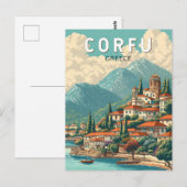 コルフ島 ギリシャ イラスト 旅行 アート ヴィンテージ ポストカード (正面/裏面)