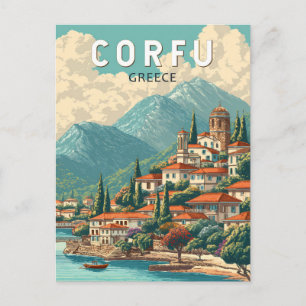 コルフ島 ギリシャ イラスト 旅行 アート ヴィンテージ ポストカード