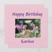 コルフ薄紫ワイルドフラワー誕生日フラットカード (正面/裏面)