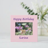 コルフ薄紫ワイルドフラワー誕生日フラットカード (スタンド正面)