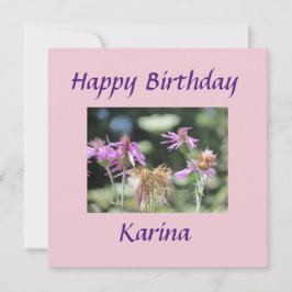 コルフ薄紫ワイルドフラワー誕生日フラットカード