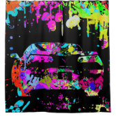 コルベットのペンキの(ばちゃばちゃ)跳ねるの落書きの効果 シャワーカーテン (正面)