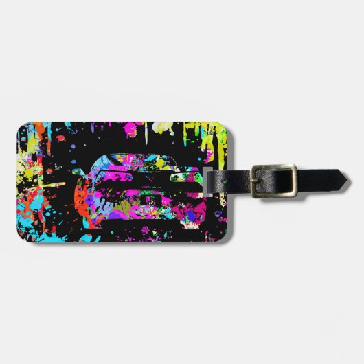 コルベットのペンキの(ばちゃばちゃ)跳ねるの落書きの効果 ラゲッジタグ (正面横)