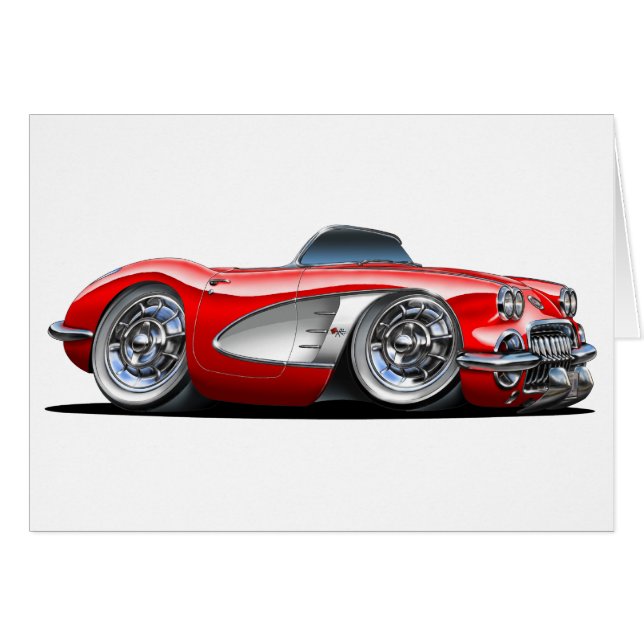 コルベットの赤いコンバーチブル (正面横)