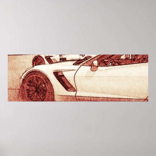 コルベットC7R Z06スケッチポスター ポスター (正面)