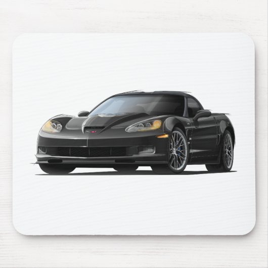 コルベットZR1の黒い車 マウスパッド (正面)