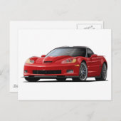 コルベットZR1レッドカー ポストカード (正面/裏面)