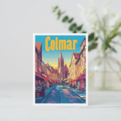 コルマールフランスアートヴィンテージトラベルイラストレーション ポストカード (スタンド正面)