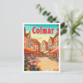 コルマールフランスアートヴィンテージトラベルイラストレーション ポストカード (スタンド正面)