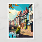 コルマールフランスアートヴィンテージ旅行イラストレーション ポストカード (正面)
