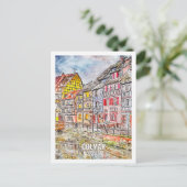 コルマールフランストラベルプレイスウォーターカラー ポストカード (スタンド正面)