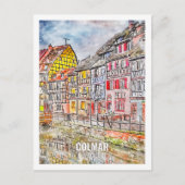 コルマールフランストラベルプレイスウォーターカラー ポストカード (正面)