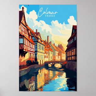 コルマールフランスヴィンテージ旅行イラストレーション ポスター
