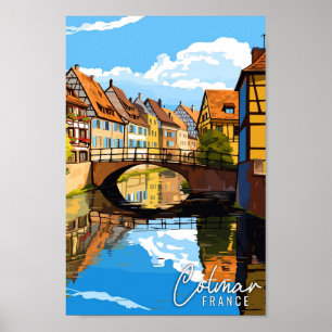 コルマールフランスヴィンテージ旅行イラストレーション ポスター