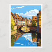 コルマールフランスヴィンテージ旅行イラストレーション ポストカード (正面)