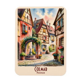 コルマール フランス アルザス 水彩画 旅行 カスタムテキスト マグネット