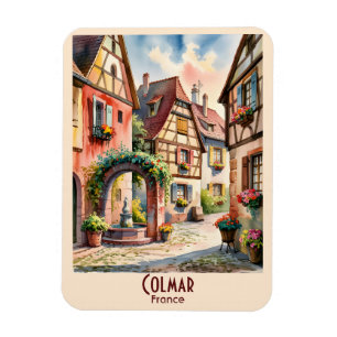 コルマール フランス アルザス 水彩画 旅行 カスタムテキスト マグネット