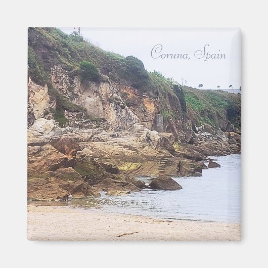 コルーニャ, スペイン | サンディベイ海洋入口 マグネット (正面)