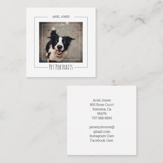 コレイ縁どー写真ペットポートレート写真 スクエア名刺 (正面/裏面)