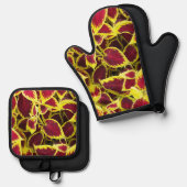 コレウカラフルス植葉物フローラ 鍋つかみ&鍋敷きセット (正面/裏面)