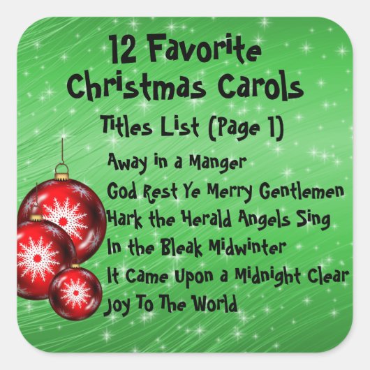 コレクションステッカー12お気に入りのキャロル – 3 スクエアシール (正面)