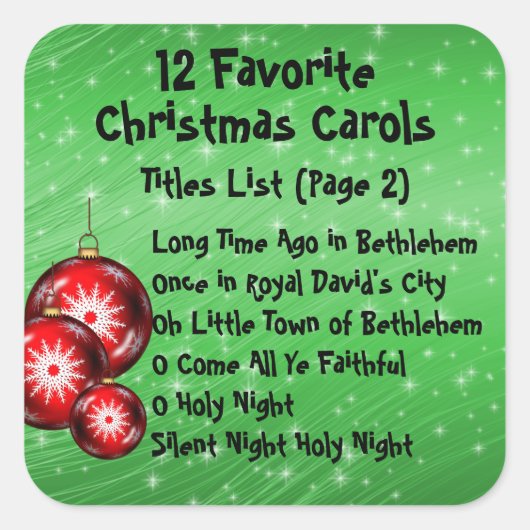 コレクションステッカー12お気に入りのキャロル – 4 スクエアシール (正面)