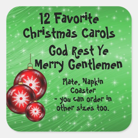 コレクションステッカー12お気に入りのキャロル – 6 スクエアシール (正面)