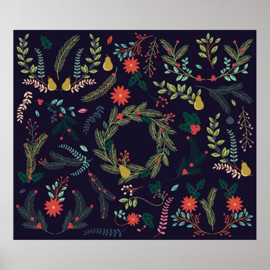 コレクションヴィンテージスタイルハンドドロークリスマスH ポスター (正面)