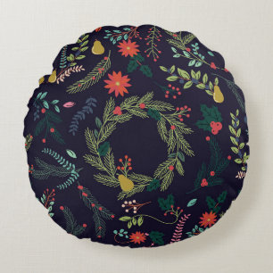 コレクションヴィンテージスタイルハンドドロークリスマスH ラウンドクッション