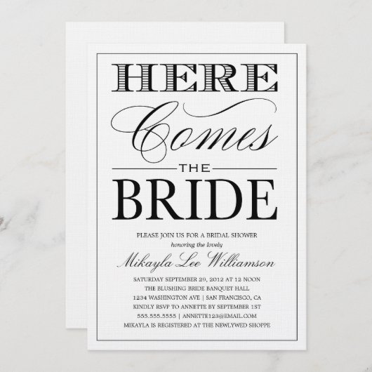 コレクション%PIPE%のブライダルシャワーの招待状を食べて下さい、飲んで下さい 招待状 (正面/裏面)