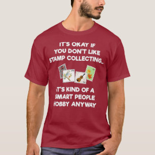 コレクターの切手収集おもしろい頭が切れる Tシャツ