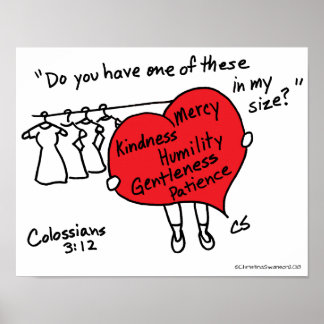 コロサイ3:12赤いハートポスター ポスター