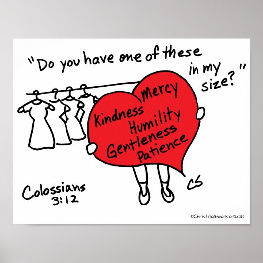 コロサイ3:12赤いハートポスター ポスター (正面)