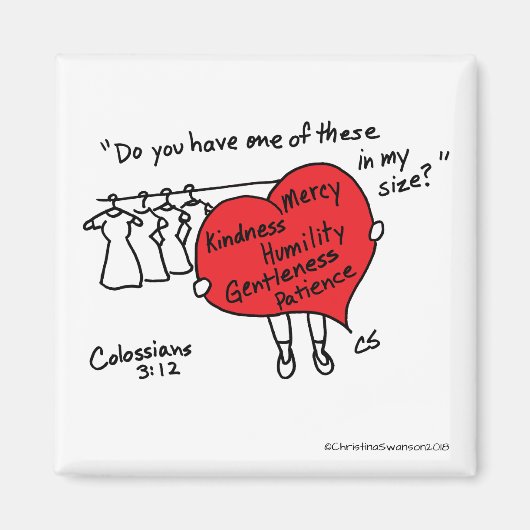 コロサイ3:12赤いハート磁石 マグネット (正面)