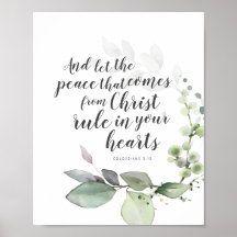 コロサイ3:15植物学リースの詩の芸術