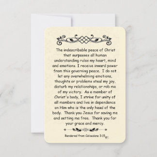 コロサイ3:15聖なる書物、 経典ノートカードヴィンテージバック