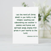 コロサイ3:16 KJVバイブル聖句フラットグリーティング カード (スタンド正面)