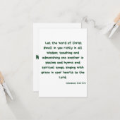 コロサイ3:16 KJVバイブル聖句フラットグリーティング カード (正面/裏面インサイチュ)